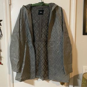 asos grey lace patterned hooded raincoat